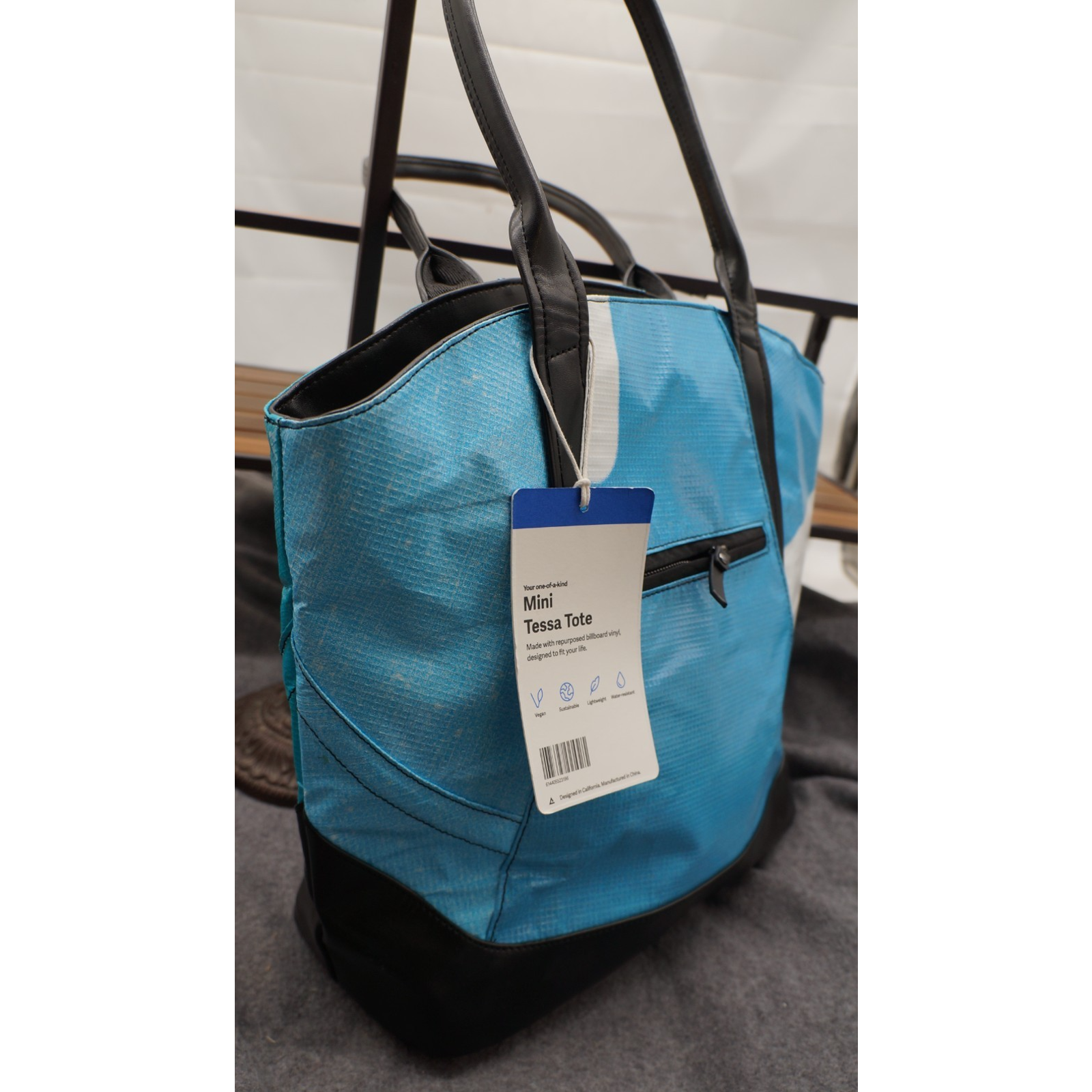 Nwt Rareform Mini Tessa Tote Bag Blue / White Recycled Billboard Vinyl — image 8 of 8